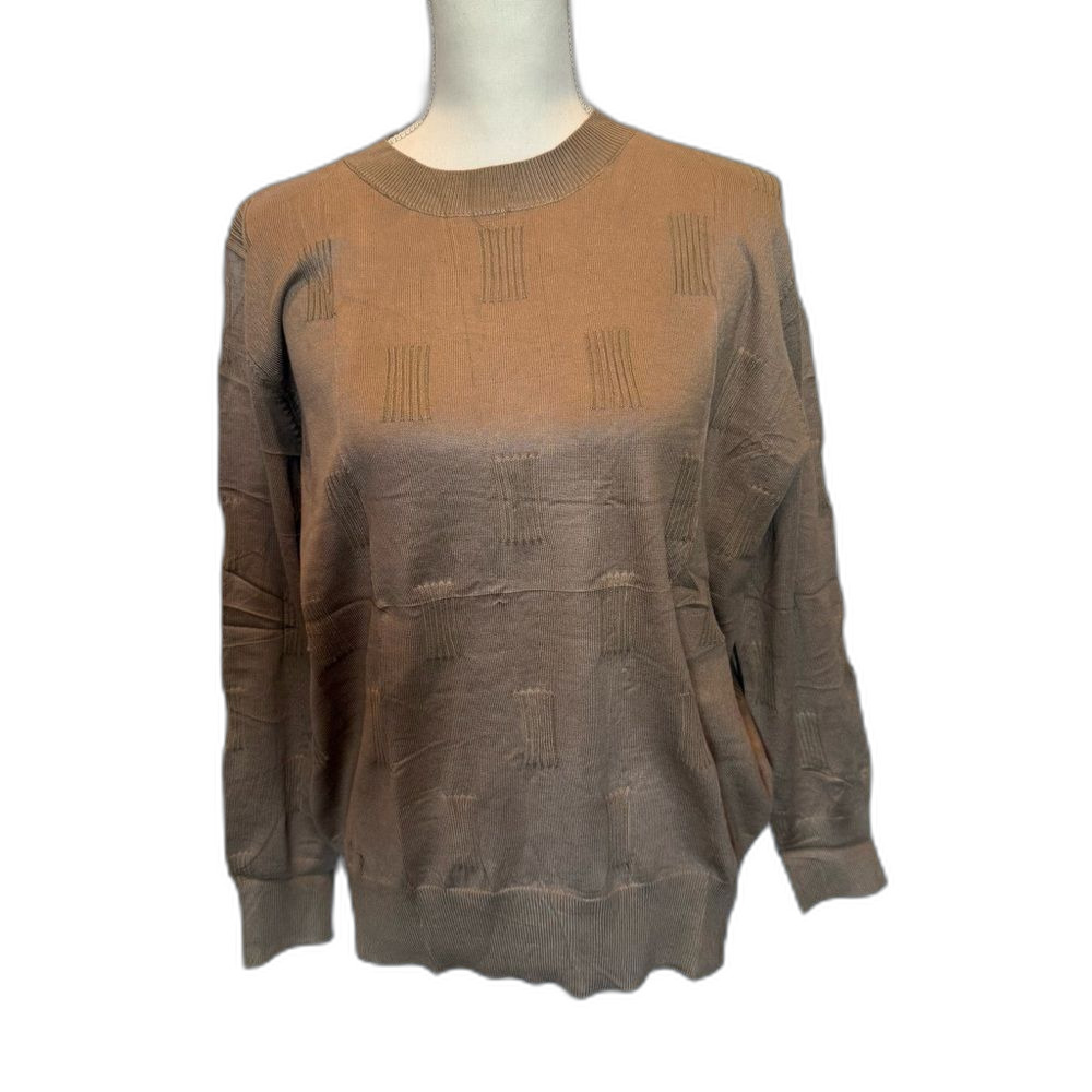 NWT Iandroiy Women's Sweater XL Long Sleeve Crewneck Relaxed Fit Khaki - Picture 2 of 7